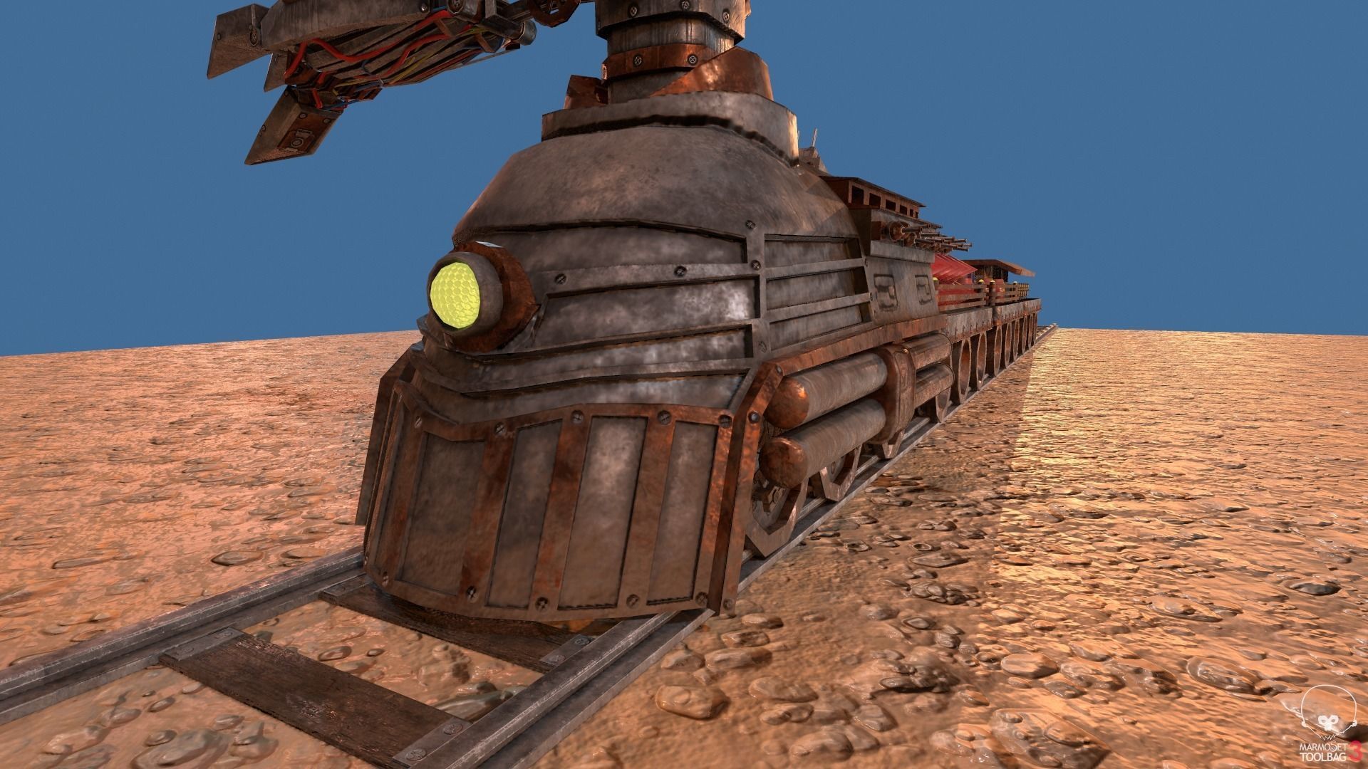 Steampunk Battle Robot Train Low-poly 3D model_1