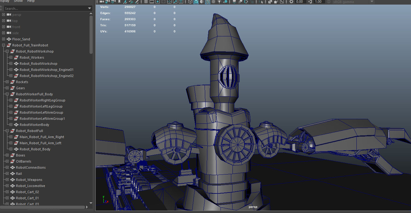 Steampunk Battle Robot Train Low-poly 3D model_32