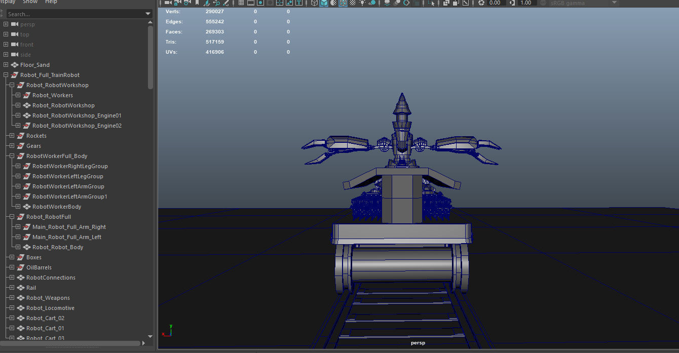 Steampunk Battle Robot Train Low-poly 3D model_27