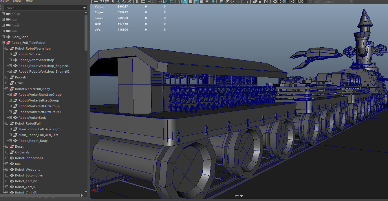 Steampunk Battle Robot Train Low-poly 3D model_28