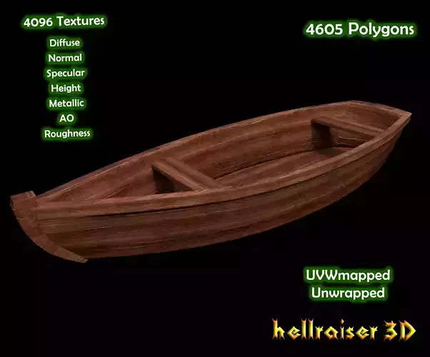 Rowing Boat - PBR - Textured Low-poly 3D model