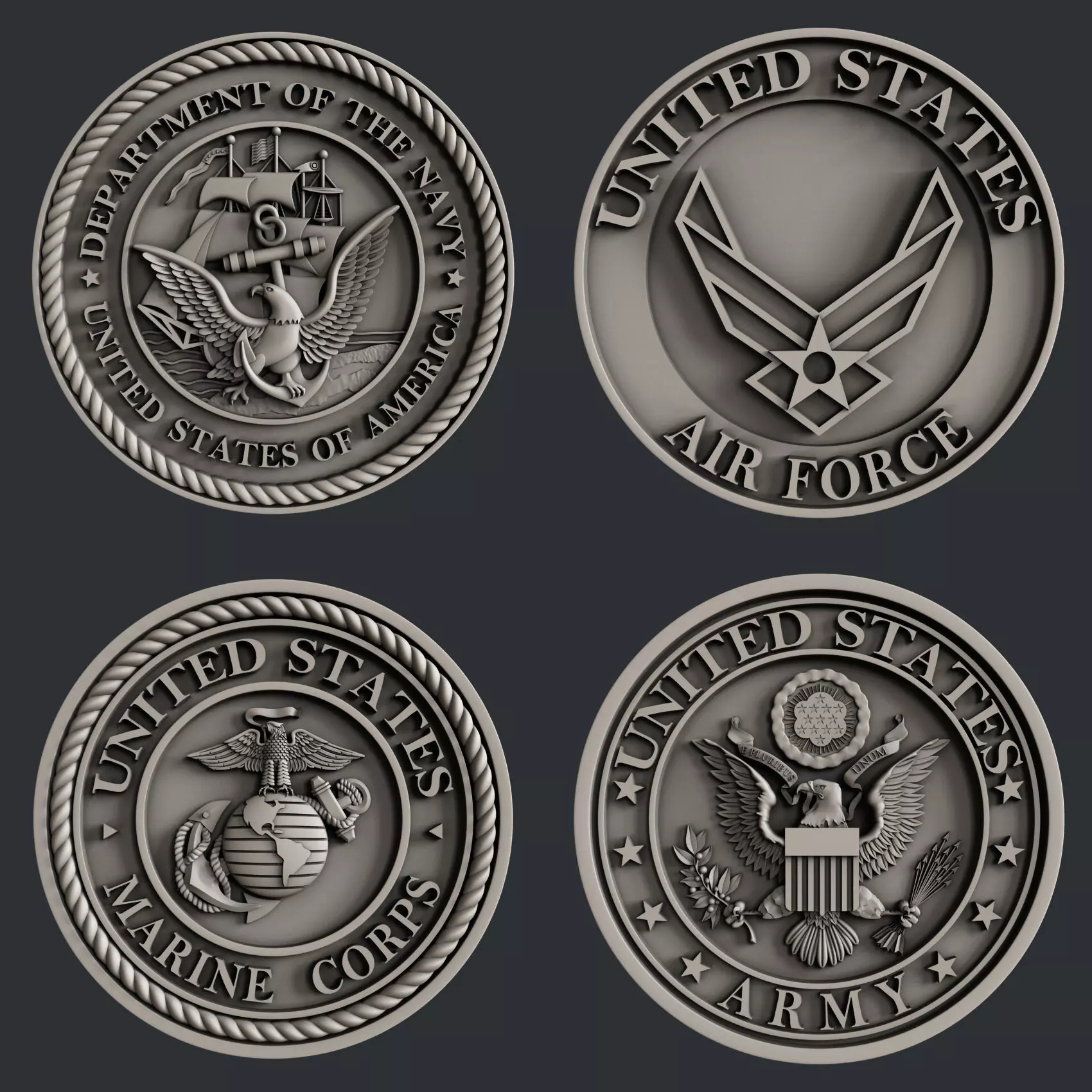 3d STL models for CNC router  US Navy Marines Army and Airforce  3D model_0