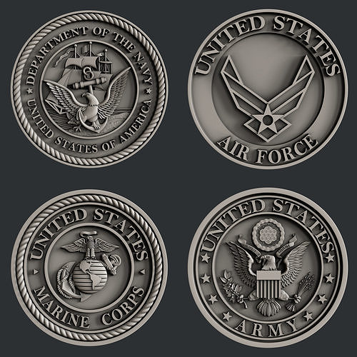 3d STL models for CNC router  US Navy Marines Army and Airforce  3D model