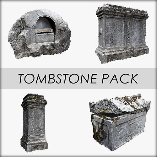 Tombstone Pack Low-poly 3D model