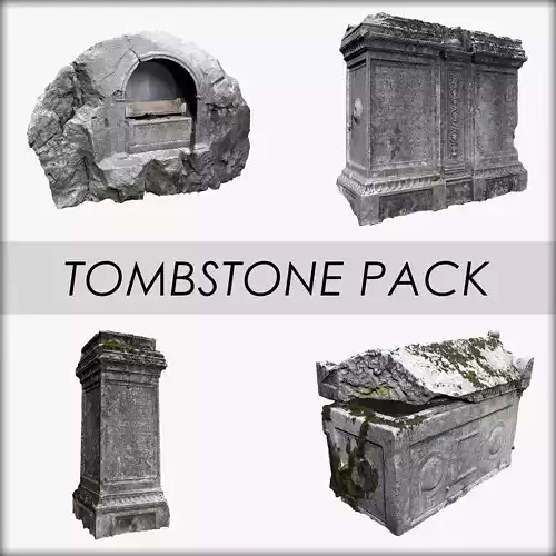 Tombstone Pack Low-poly 3D model