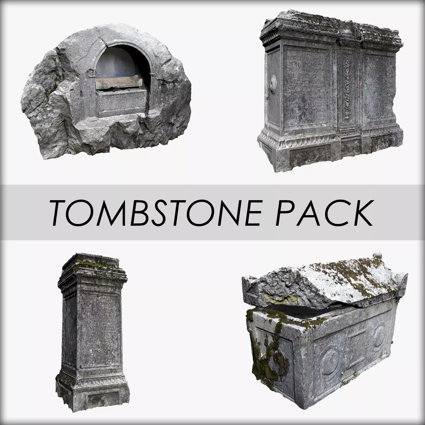 Tombstone Pack Low-poly 3D model_0