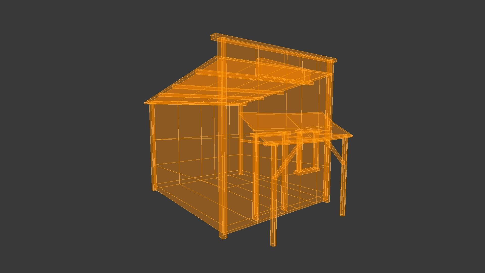 Western post office building Low-poly 3D model_10