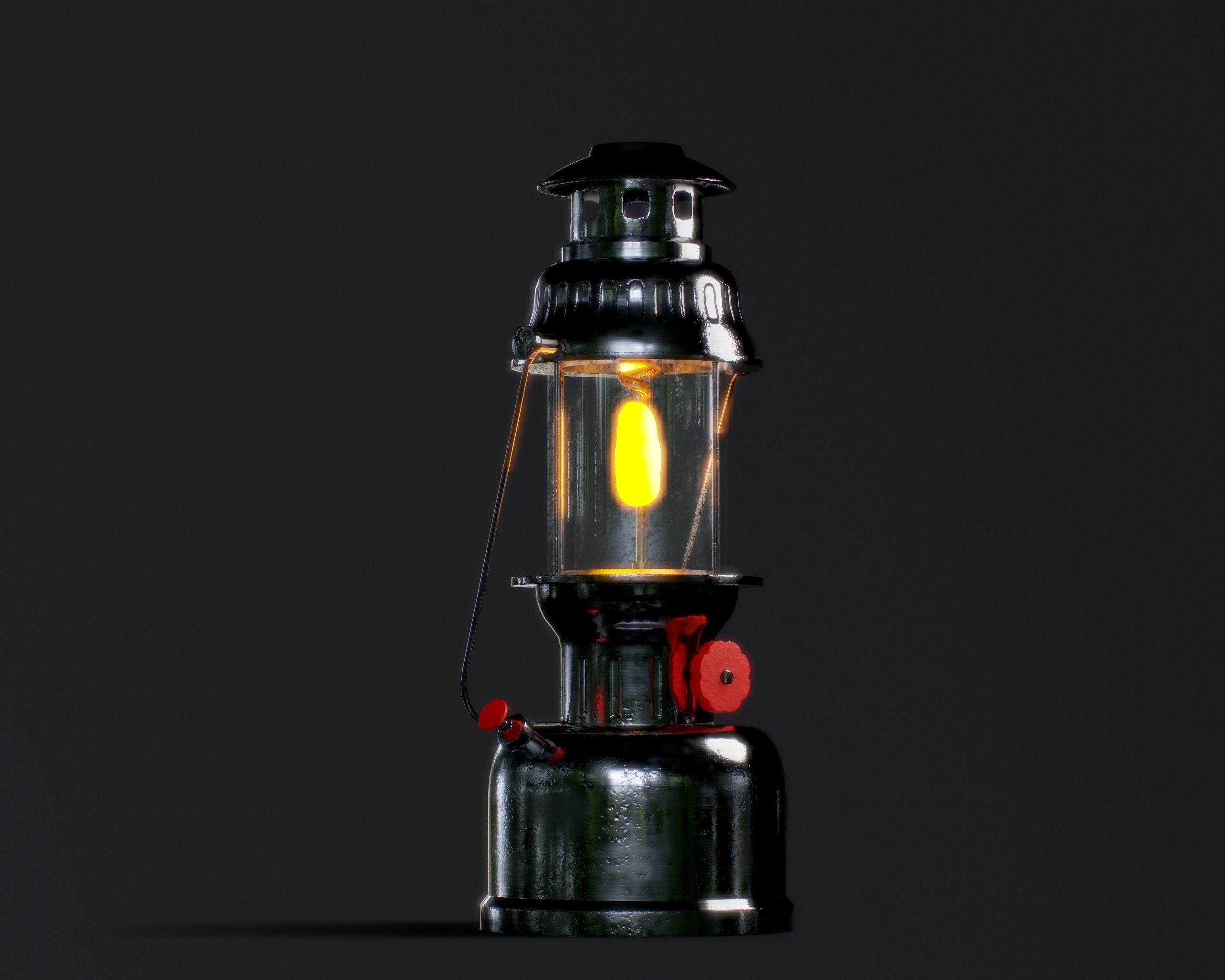 Gas Lamp Low-poly 3D model_4