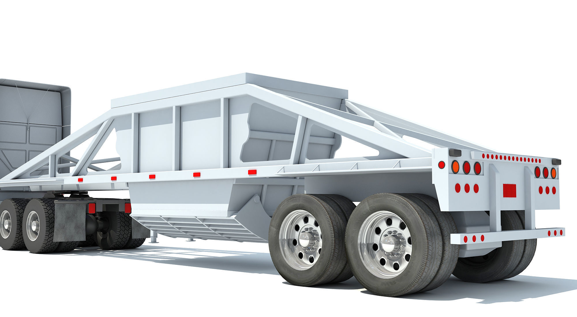 Truck with Bottom Dump Trailer 3D model_10