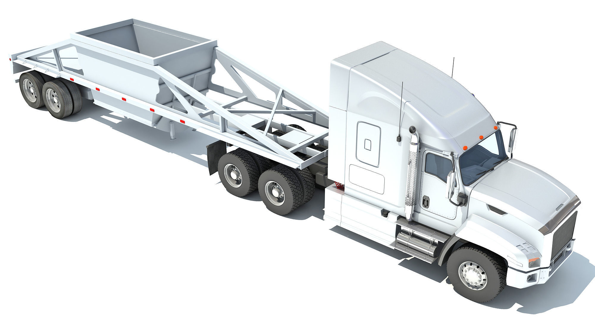 Truck with Bottom Dump Trailer 3D model_7