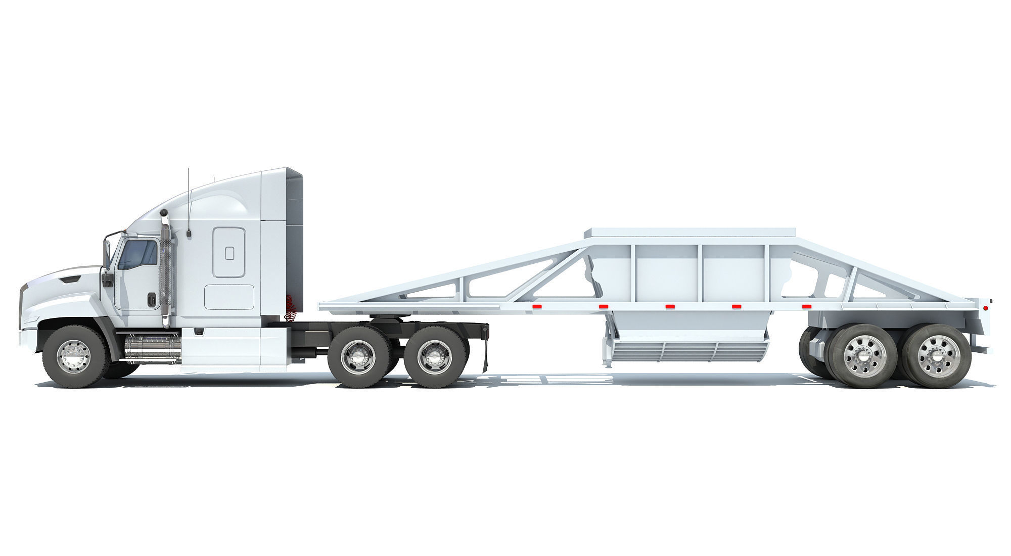 Truck with Bottom Dump Trailer 3D model_2