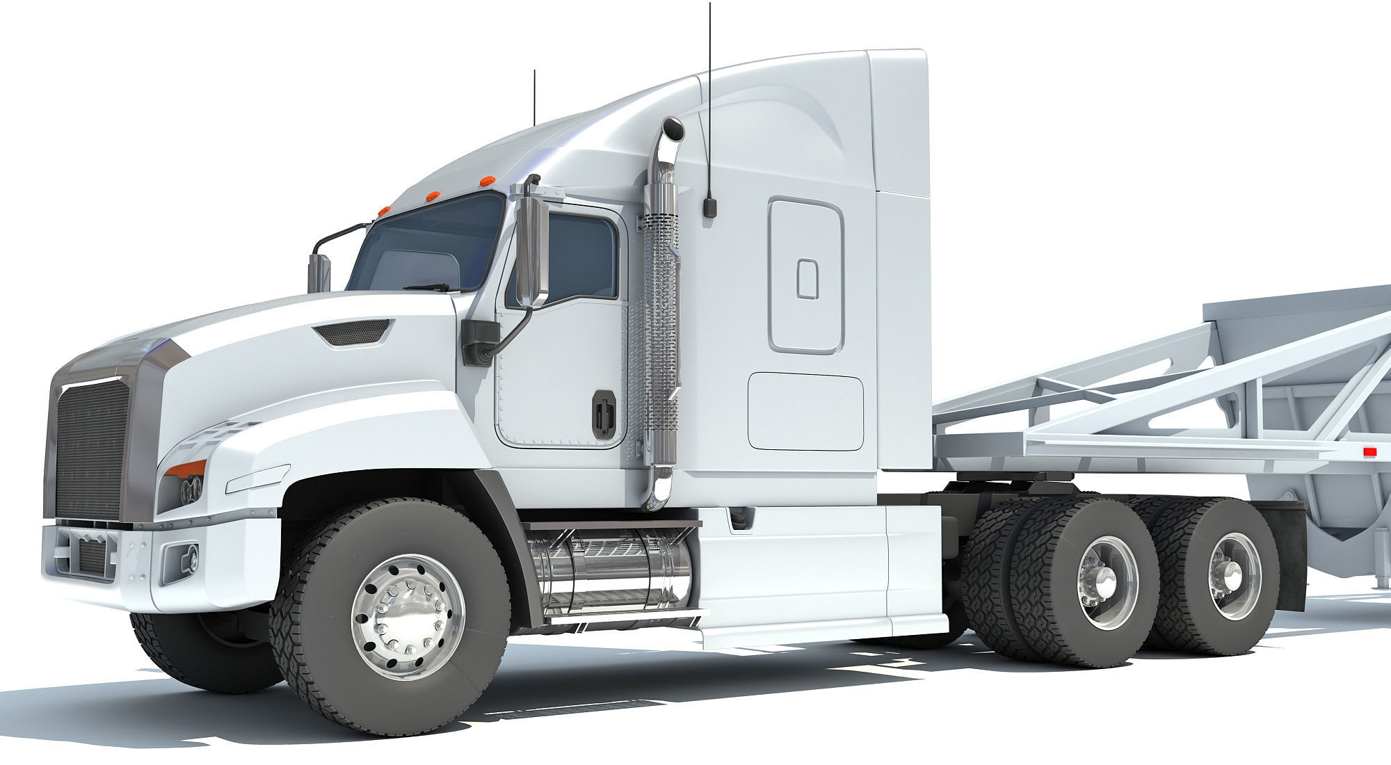 Truck with Bottom Dump Trailer 3D model_9