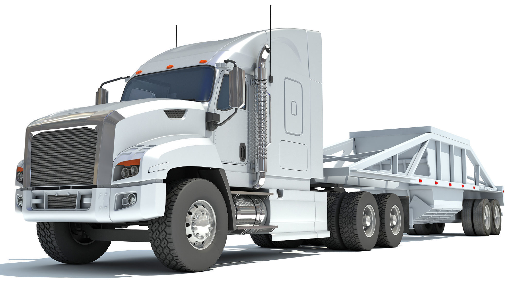 Truck with Bottom Dump Trailer 3D model_8