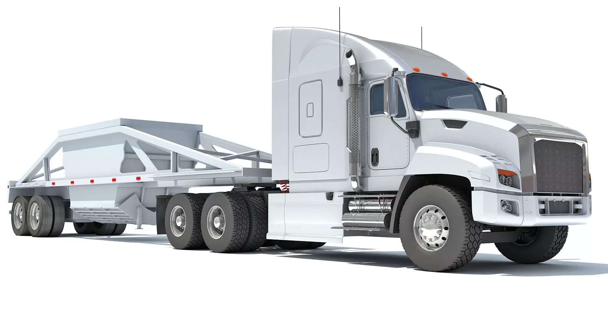 Truck with Bottom Dump Trailer 3D model_0
