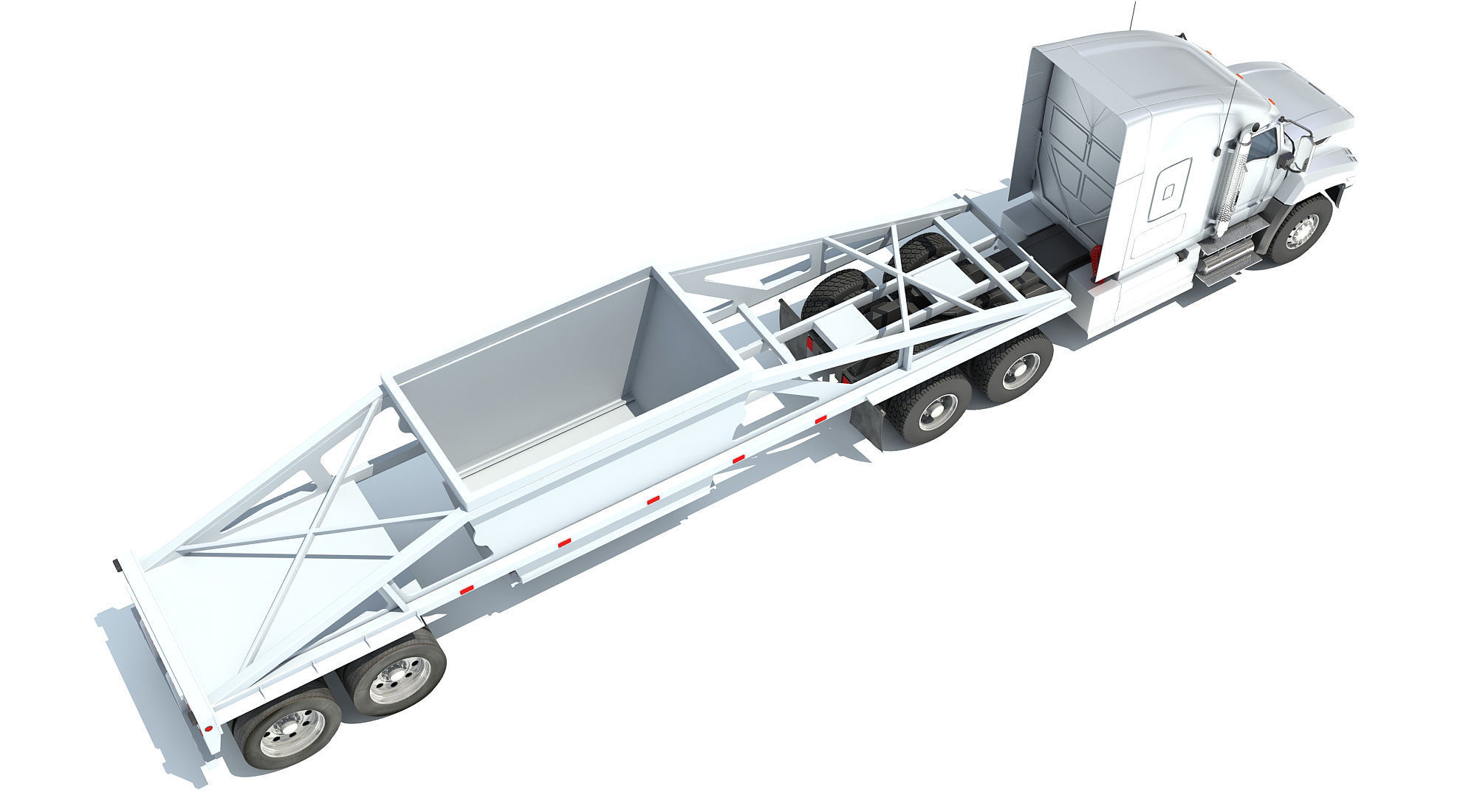 Truck with Bottom Dump Trailer 3D model_4