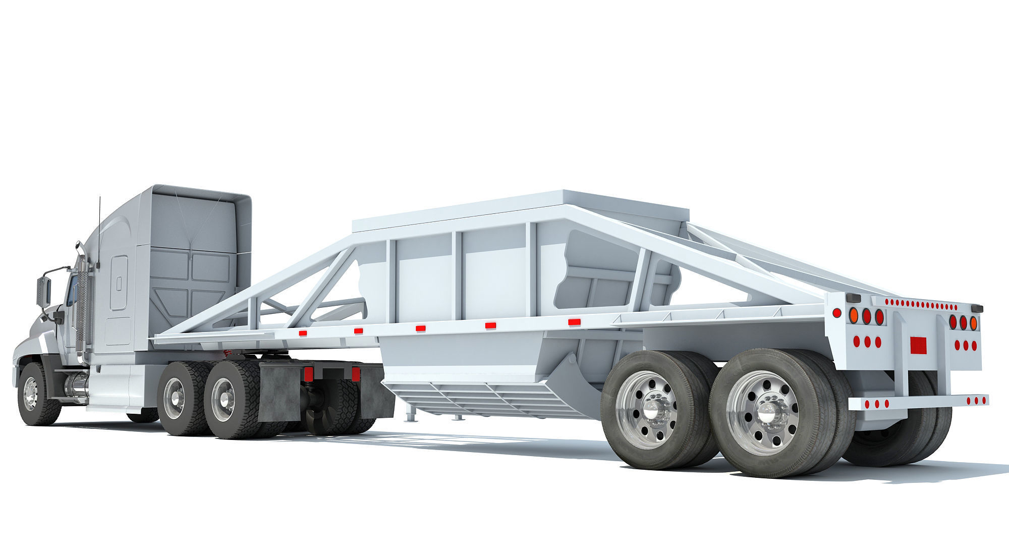 Truck with Bottom Dump Trailer 3D model_3