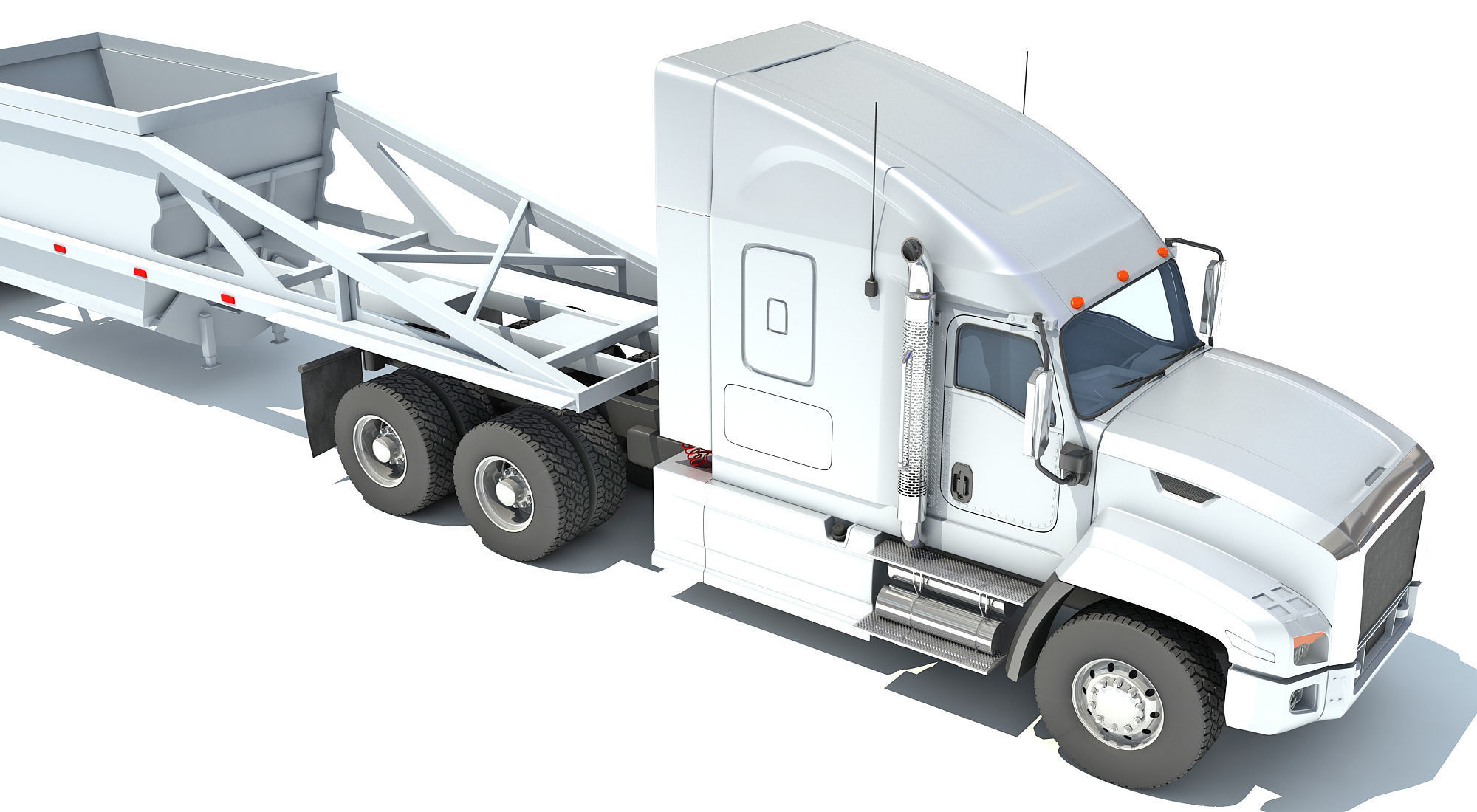 Truck with Bottom Dump Trailer 3D model_12