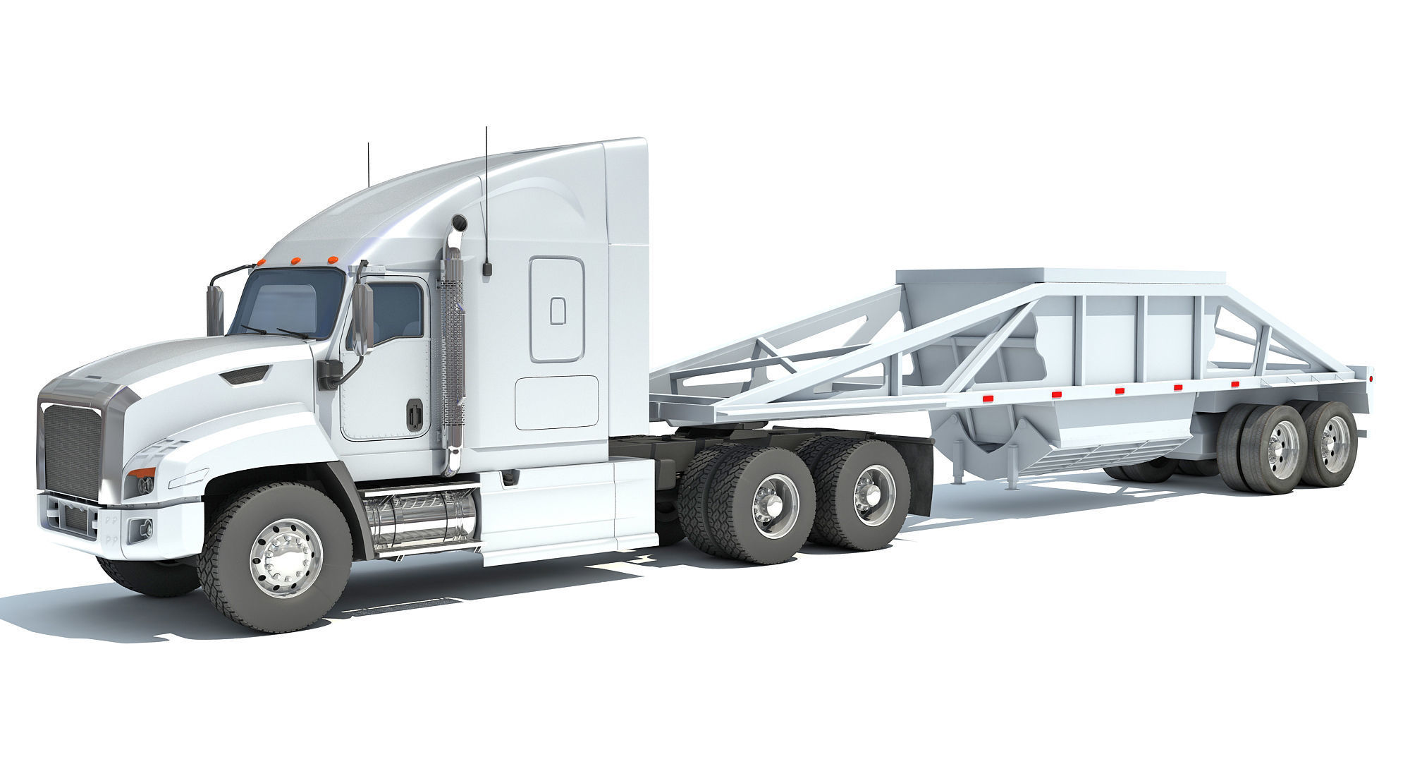 Truck with Bottom Dump Trailer 3D model_1