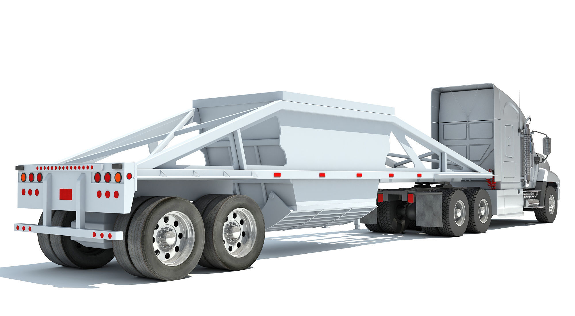 Truck with Bottom Dump Trailer 3D model_5
