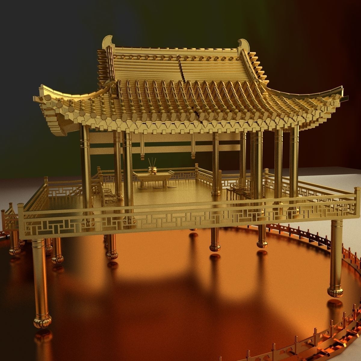Chinese ancient Pavilion 3D model_3