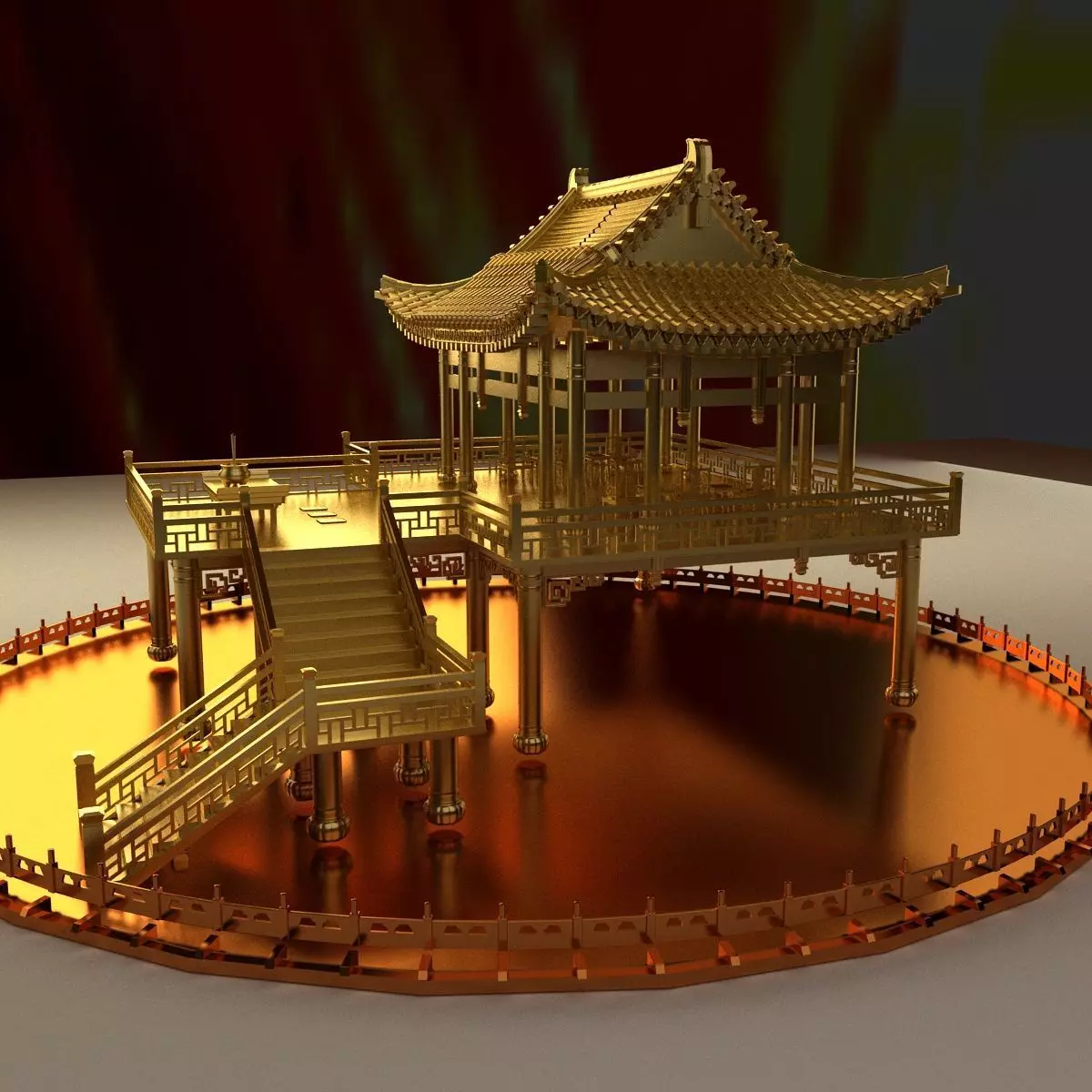 Chinese ancient Pavilion 3D model_0