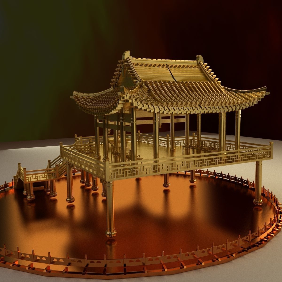 Chinese ancient Pavilion 3D model_2