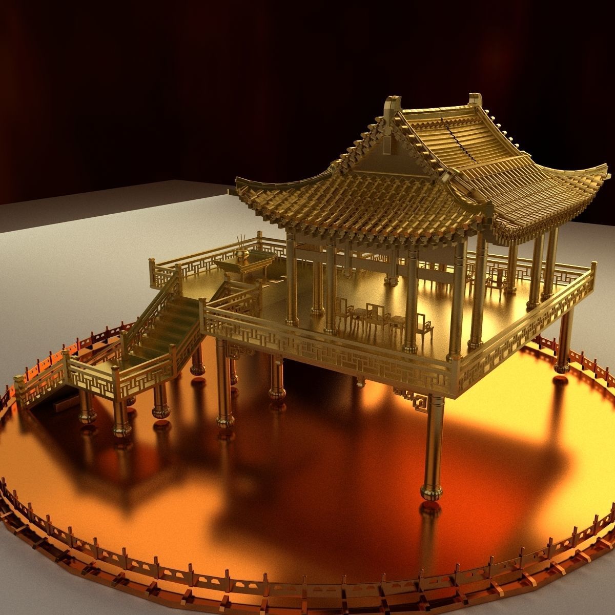 Chinese ancient Pavilion 3D model_1