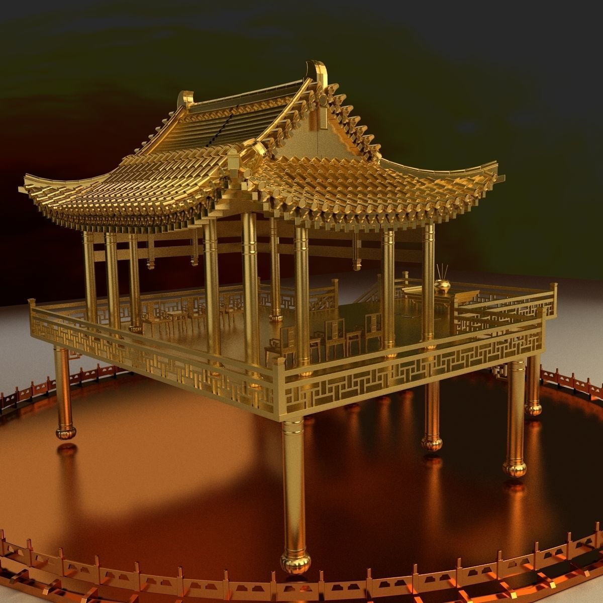 Chinese ancient Pavilion 3D model_4