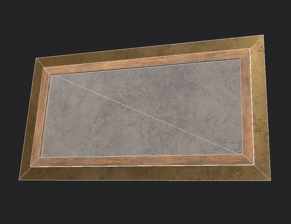 Bronze Frame with Stretcher and Van Gogh Oil Painting Low-poly 3D model_7