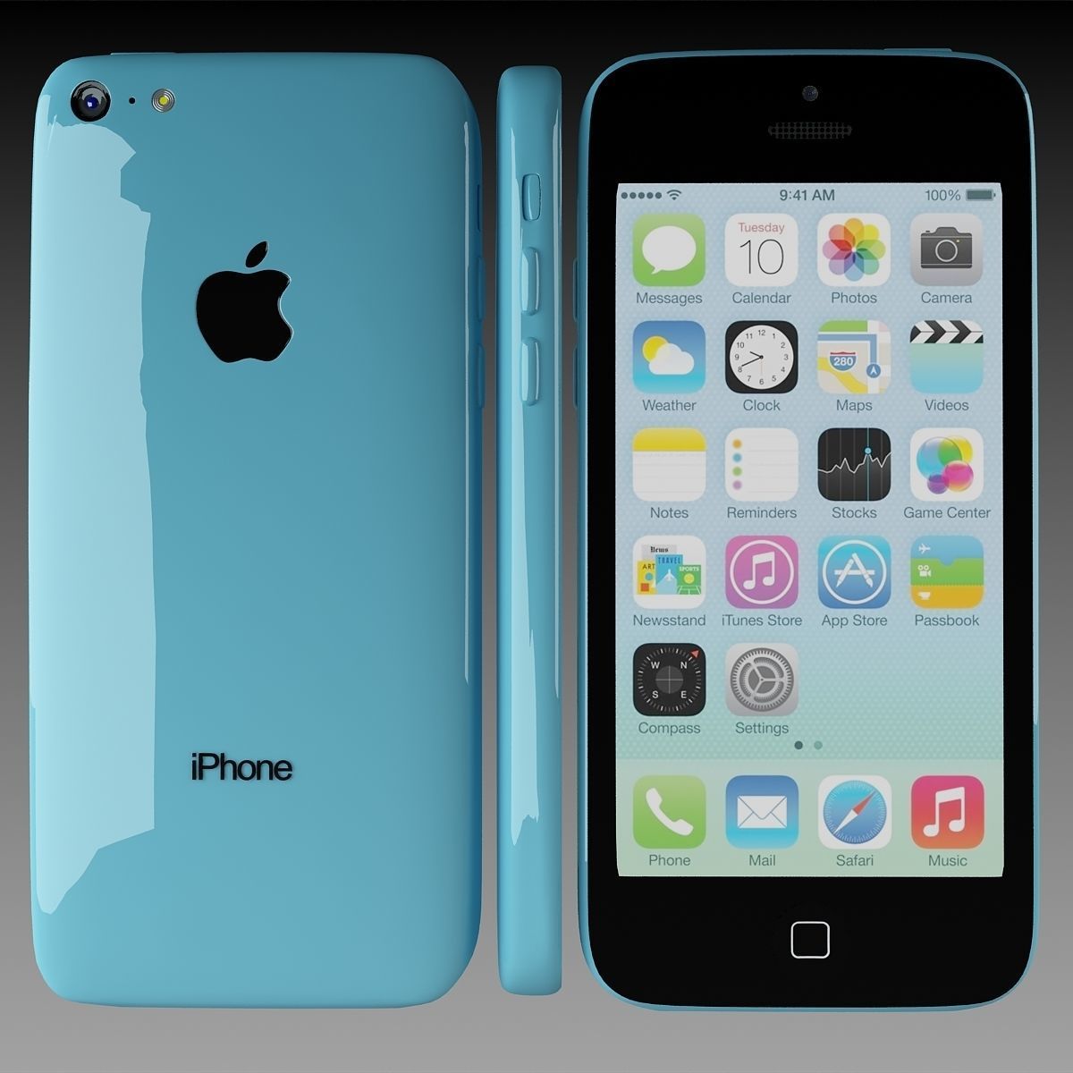 Apple iPhone 5c Blue 3D model_2