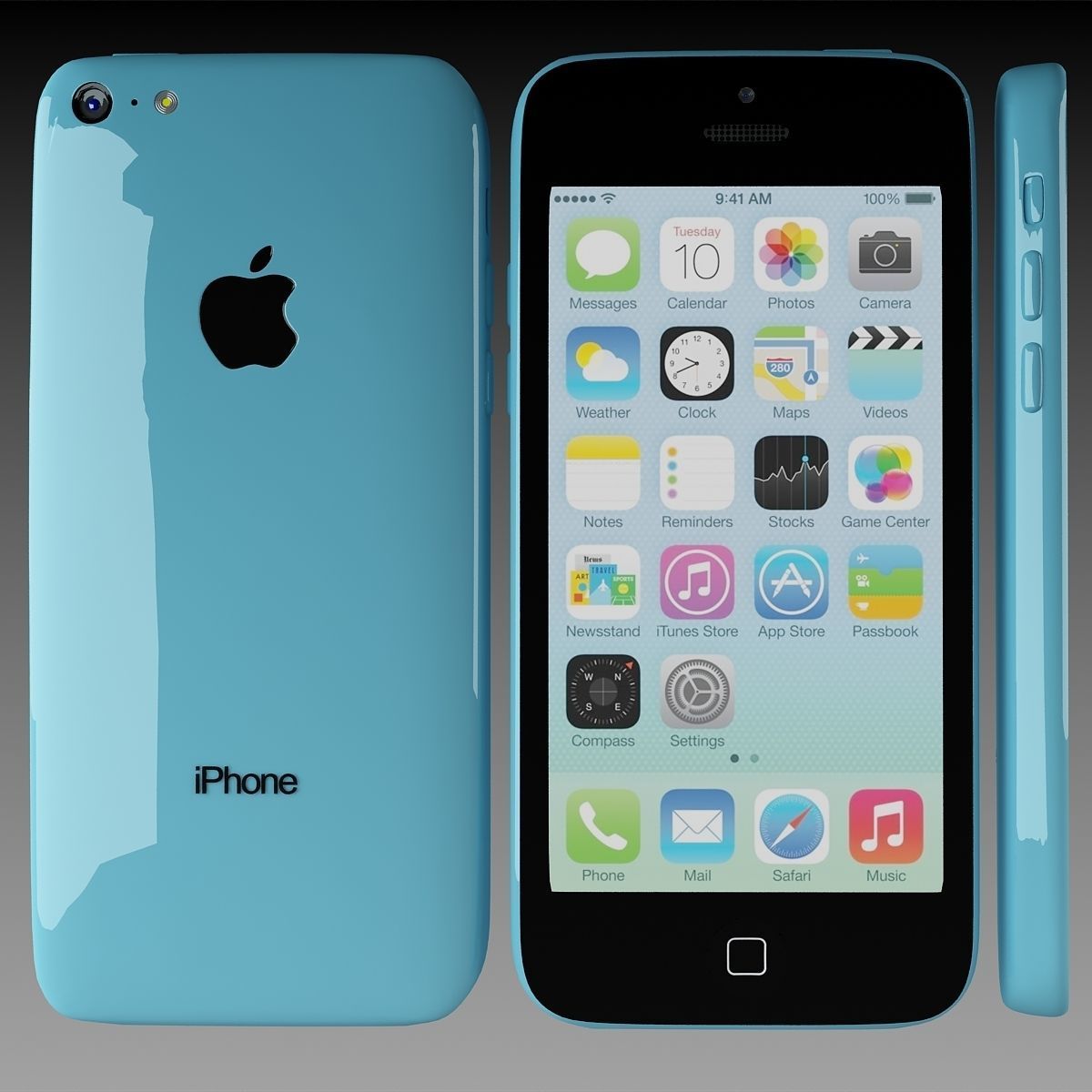 Apple iPhone 5c Blue 3D model_1