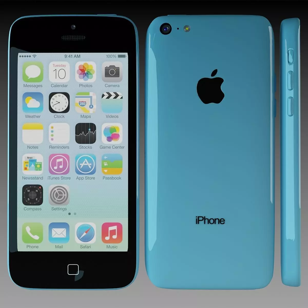 Apple iPhone 5c Blue 3D model_0