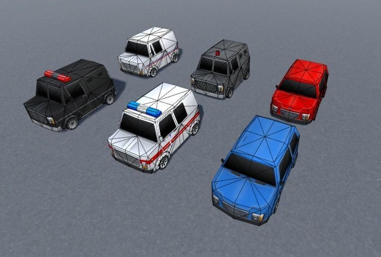Cartoonic vehicles Pack low-poly 3D models Low-poly 3D model_1