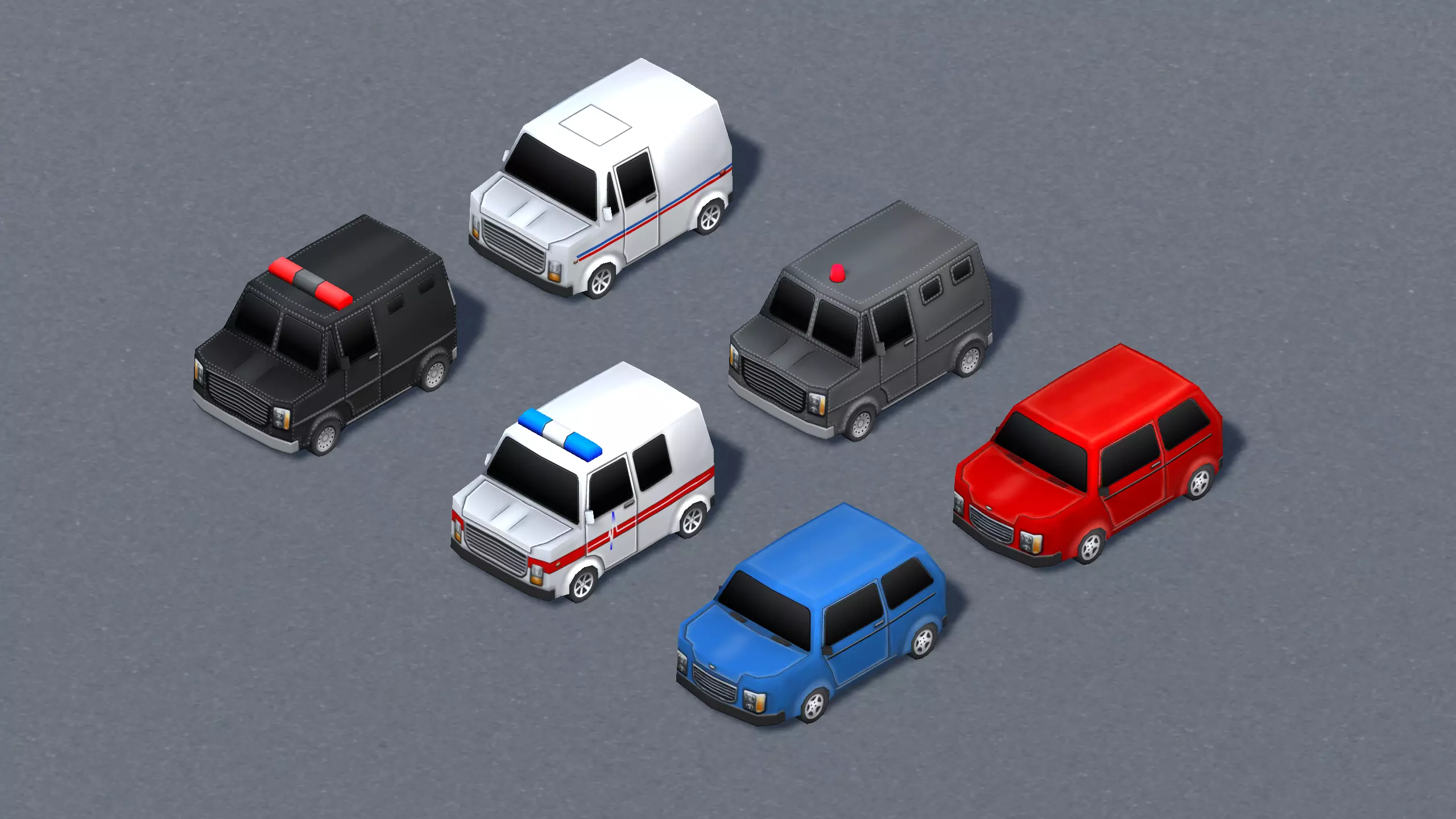 Cartoonic vehicles Pack low-poly 3D models Low-poly 3D model_0