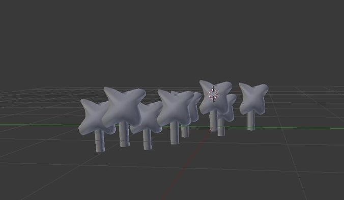 low poly flower group of on sticks Free low-poly 3D model