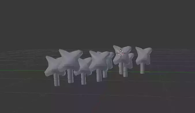 low poly flower group of on sticks Free low-poly 3D model