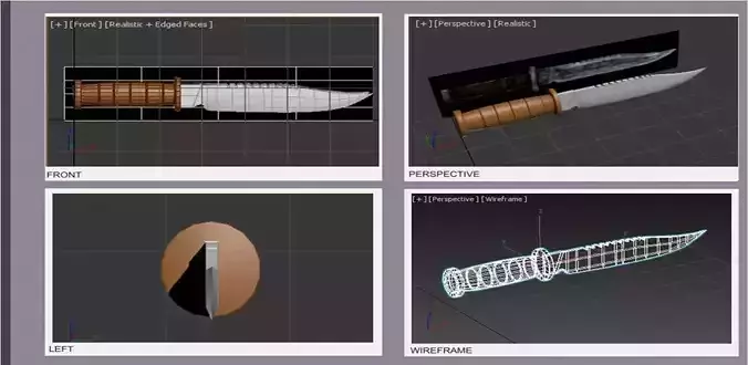 Cuchillo four different knives in computer screen
