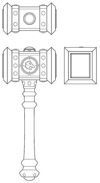 Martillo outline hammer Low-poly 3D model