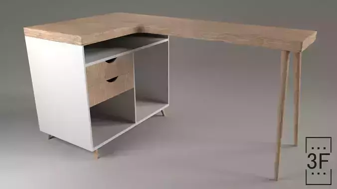 Modern Desk Low-poly 3D model