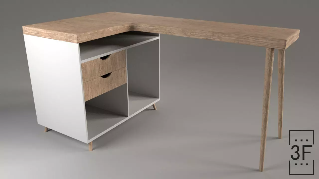 Modern Desk Low-poly 3D model