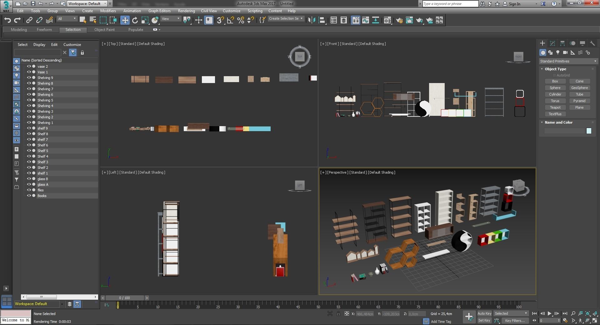 Shelf and Shelving Collection Low-poly 3D model_11