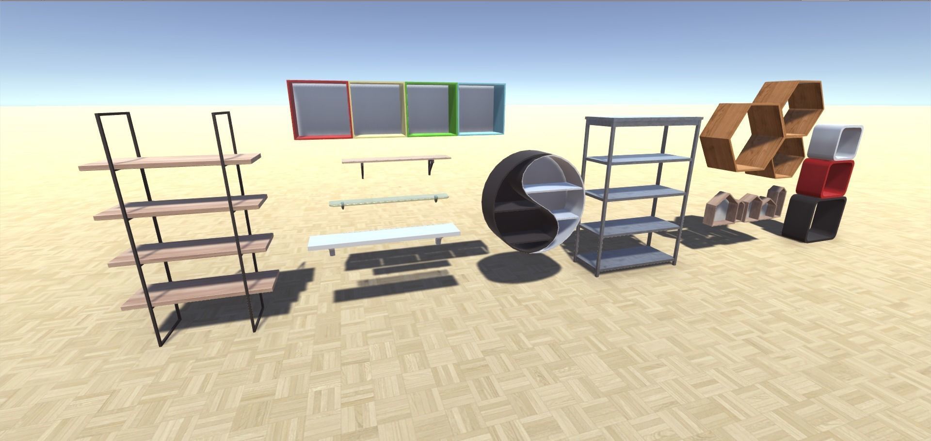 Shelf and Shelving Collection Low-poly 3D model_3