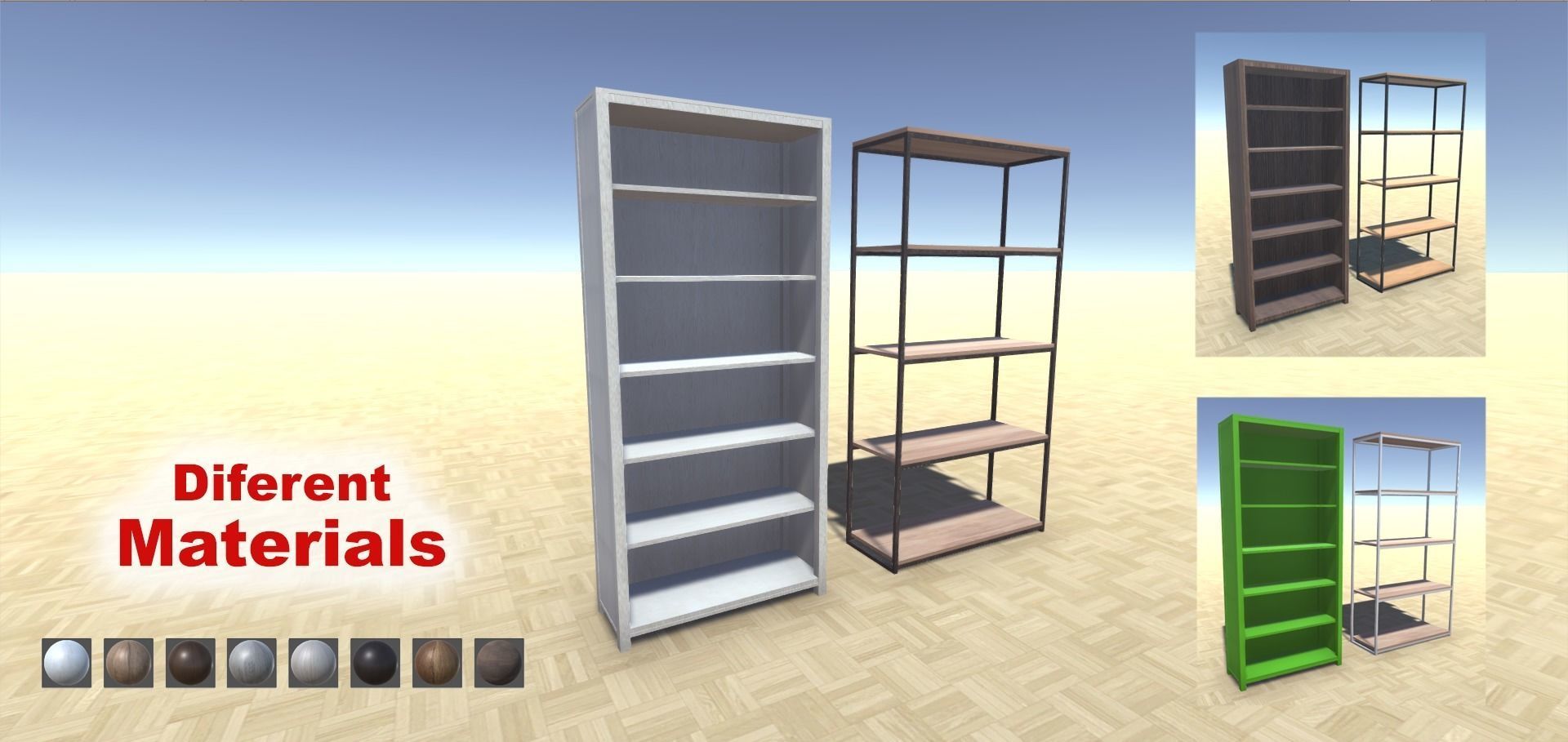 Shelf and Shelving Collection Low-poly 3D model_4
