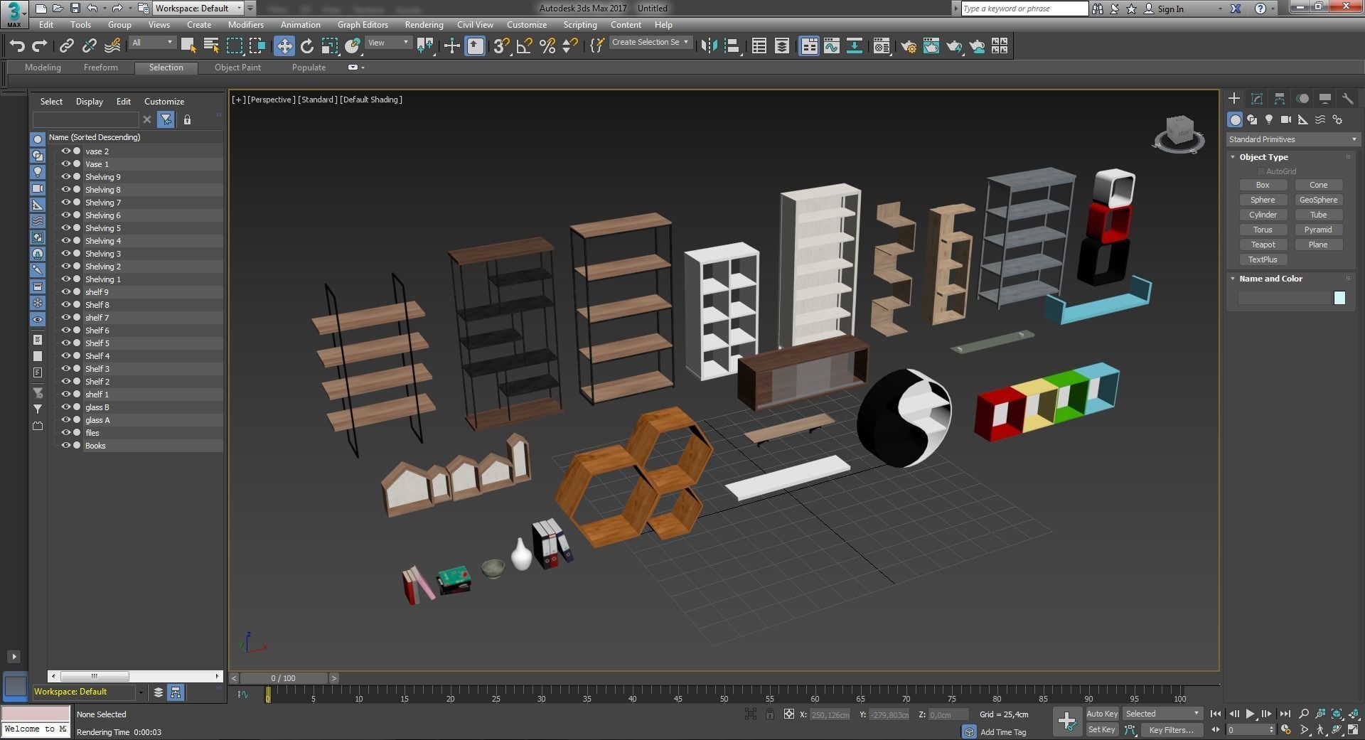 Shelf and Shelving Collection Low-poly 3D model_10