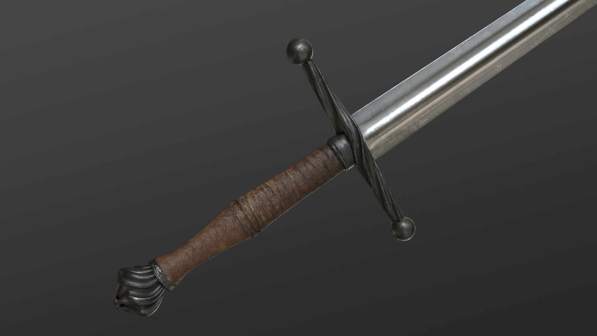 Realistic Medieval Sword Free low-poly 3D model_2