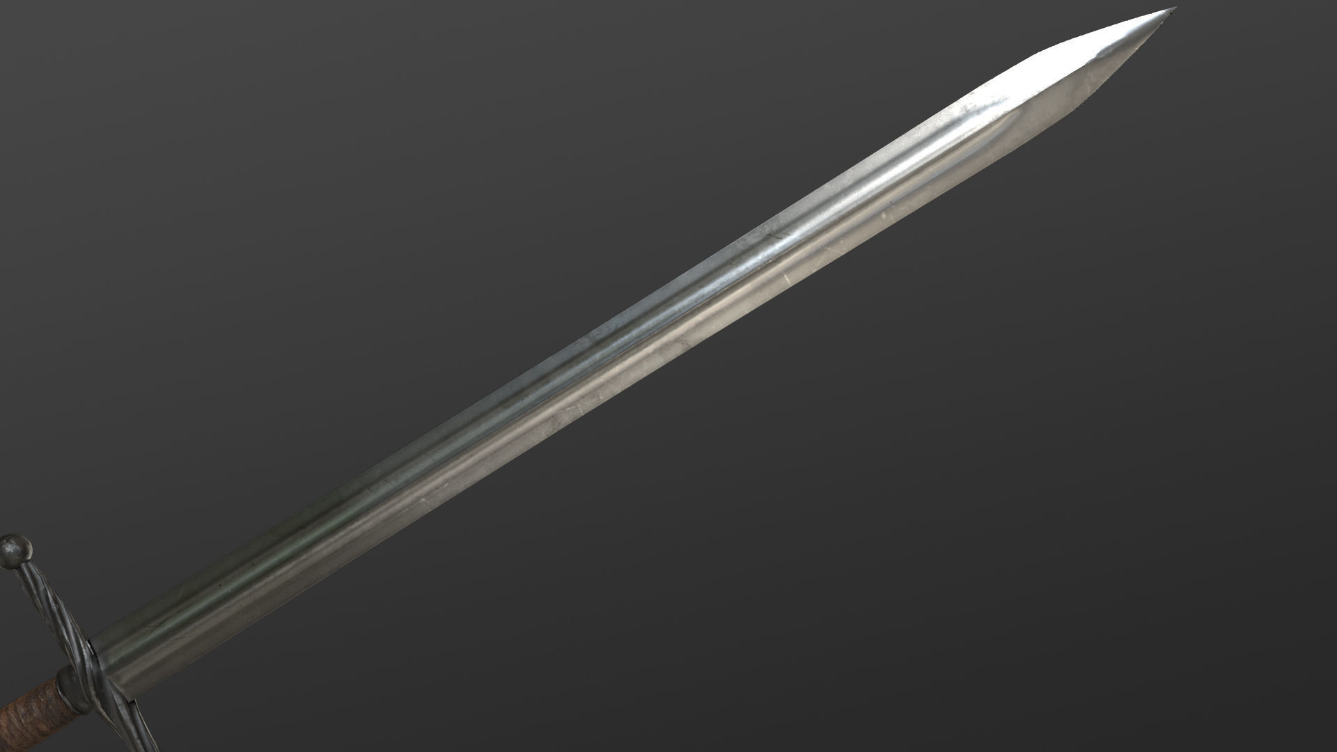 Realistic Medieval Sword Free low-poly 3D model_4