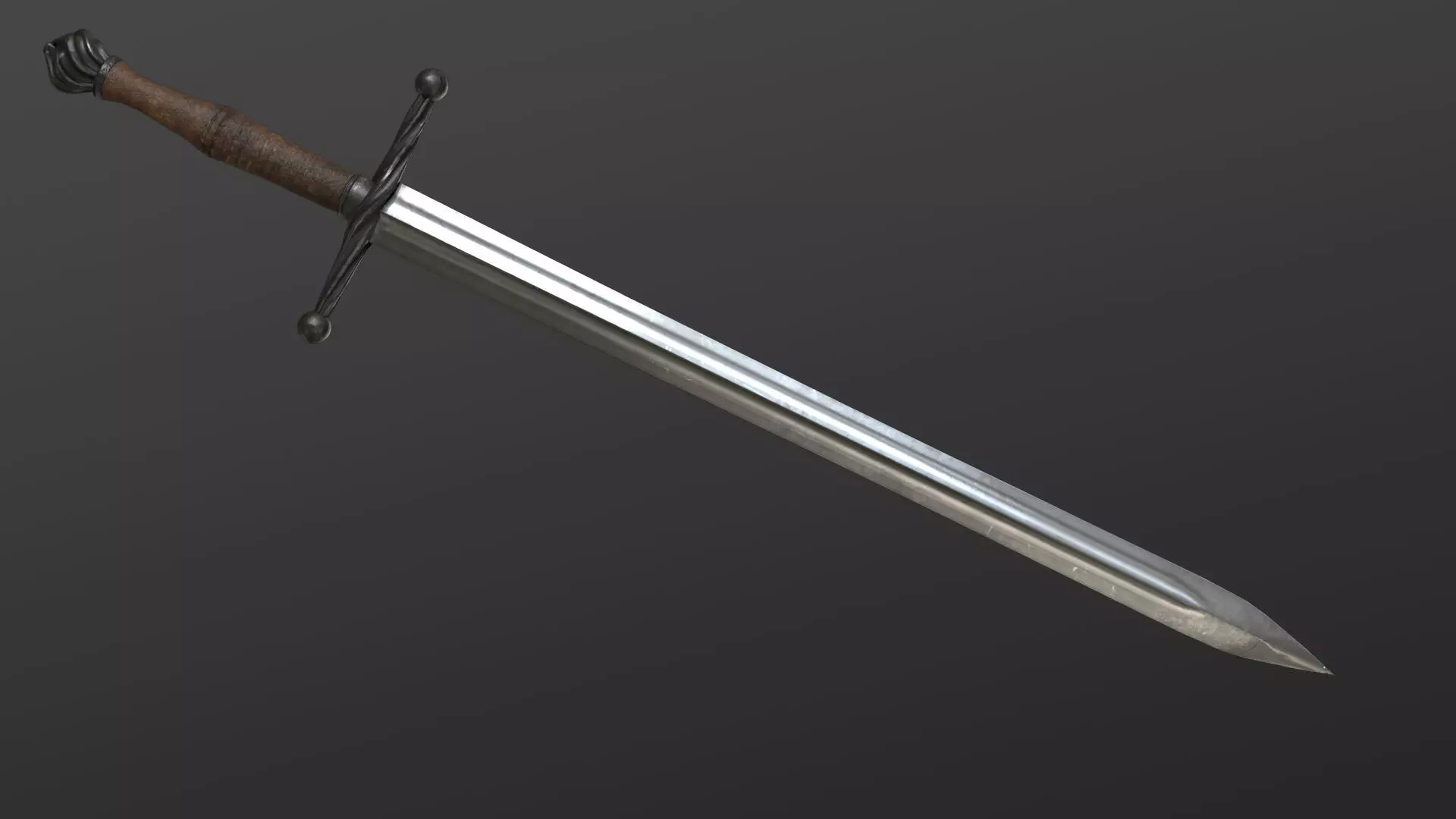Realistic Medieval Sword Free low-poly 3D model_0
