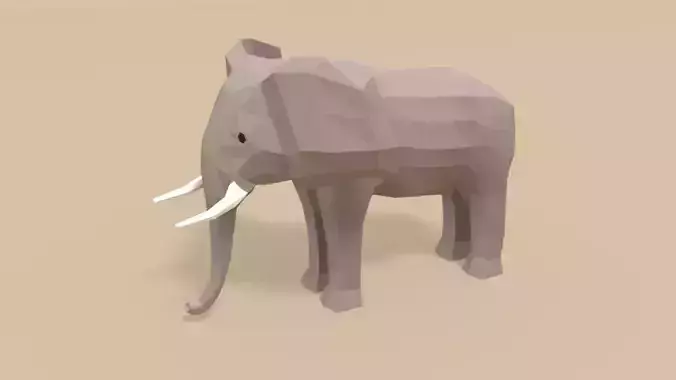 Low Poly Cartoon African Elephant Low-poly 3D model