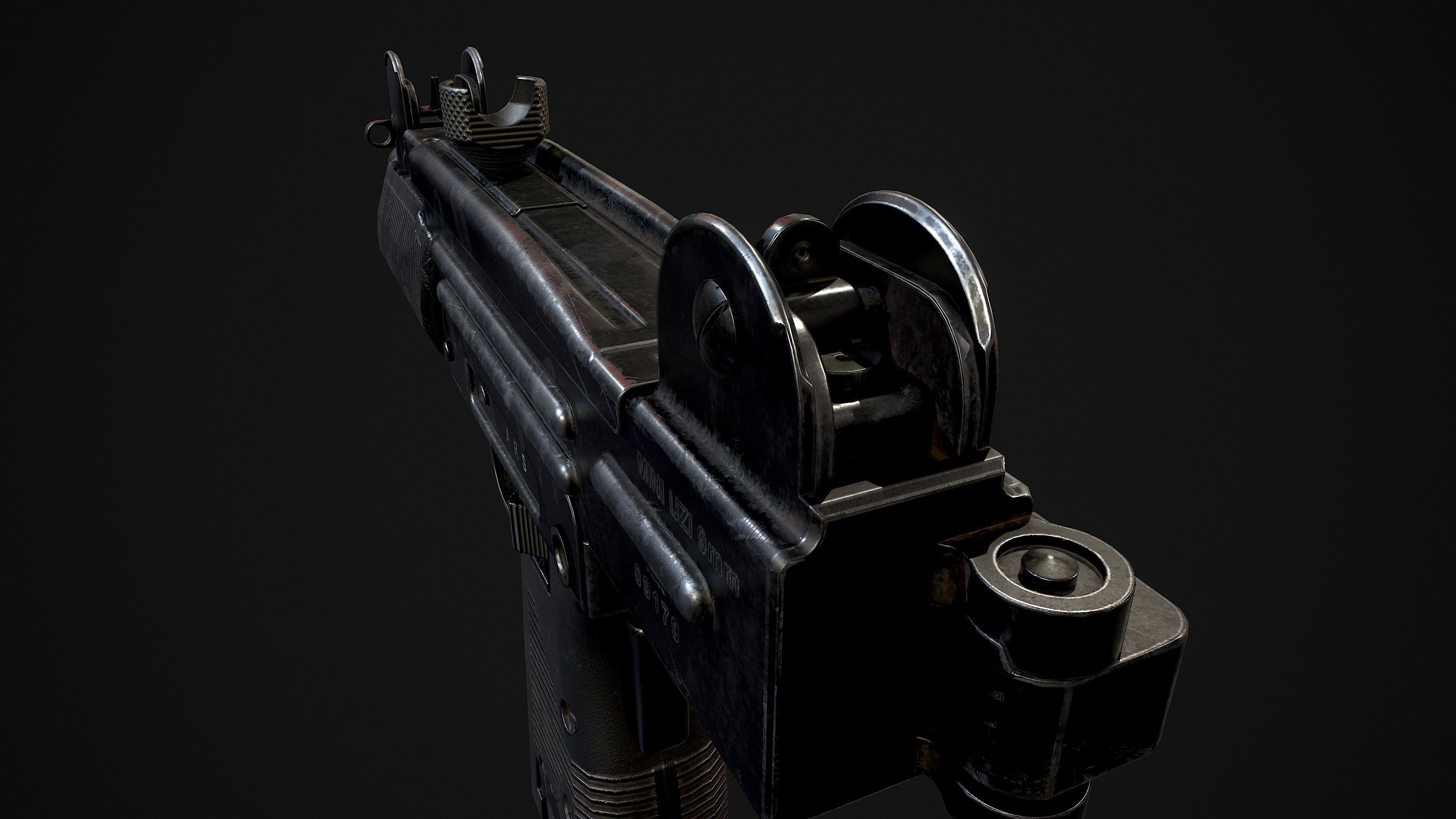 Mini UZI Low-poly 3D model_11