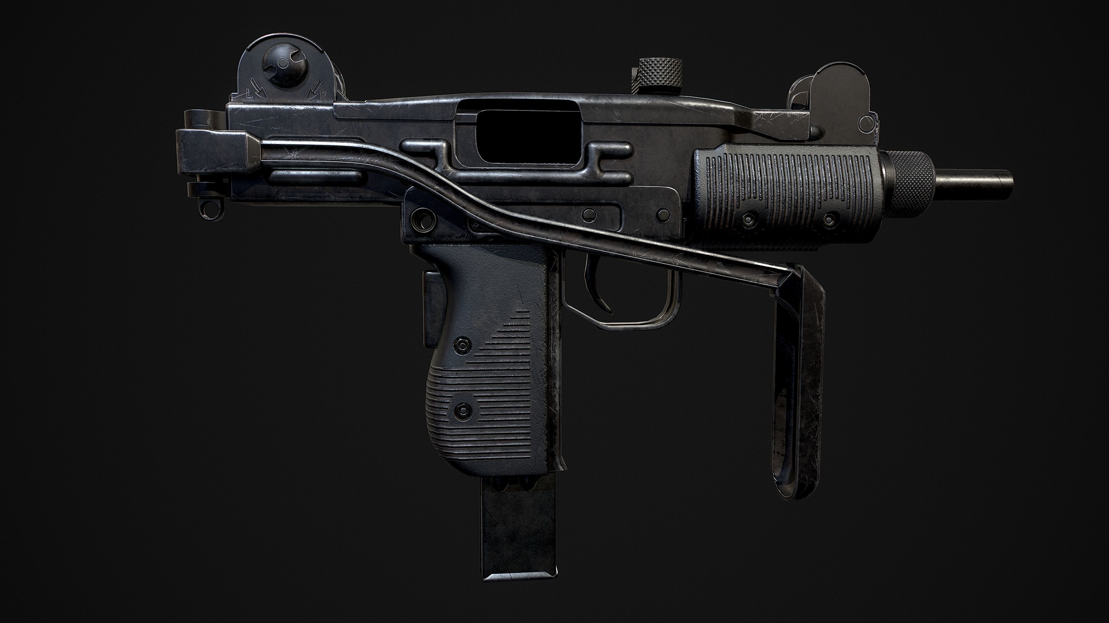 Mini UZI Low-poly 3D model_6